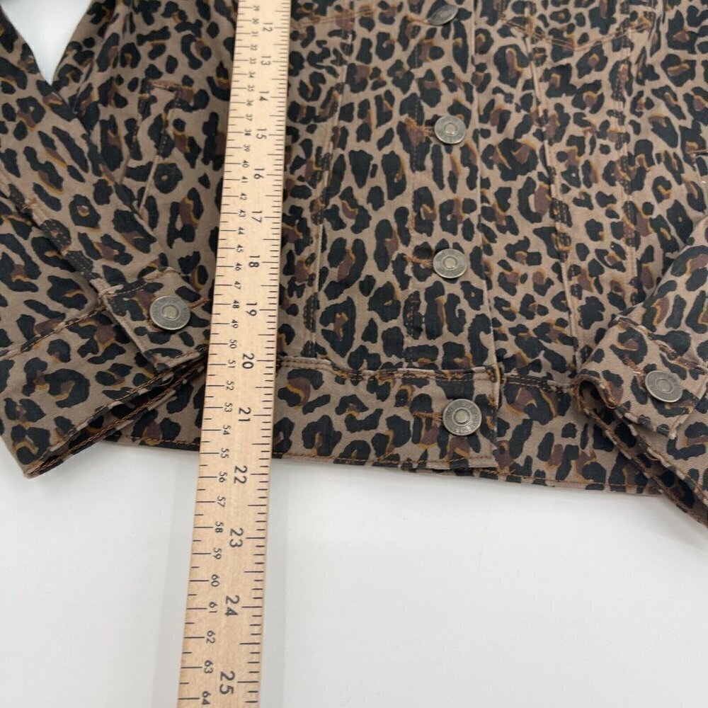 Nine West Jacket Small Womens Brown Animal Print Button Up Casual Long Sleeves - Picture 6 of 12